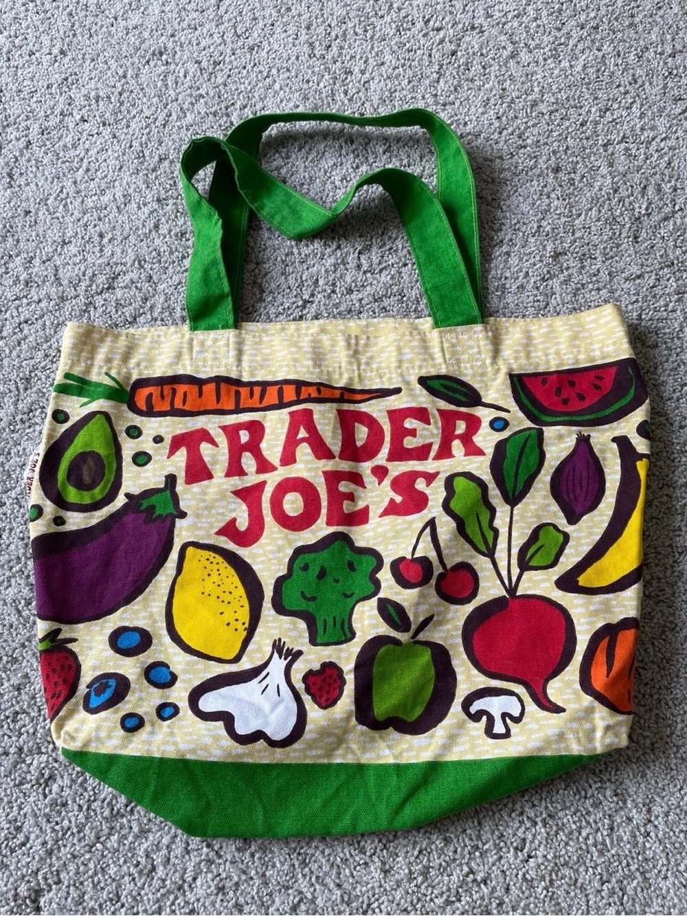 Trader Joe's Canvas Cloth Tote Shopping Bag - Tote Reusable Fruit & Vegetables